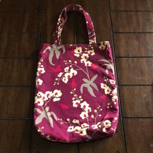 Shoulder bag, reversible floral and cat design